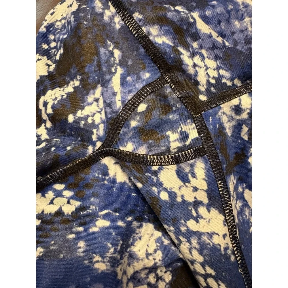 Alo Yoga Airbrush Leggings Deep Electric Blue Snakeskin Python Small,‎ Cropped